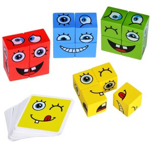 Montessori Expression Puzzle Face Change Cube Building Blocks