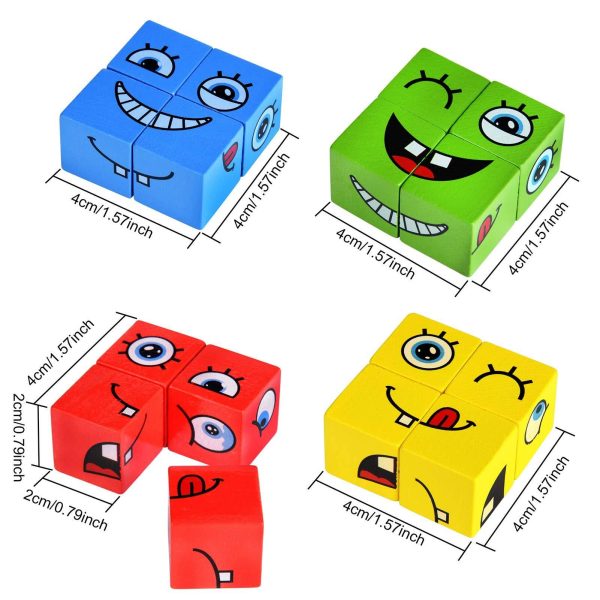 Montessori Expression Puzzle Face Change Cube Building Blocks