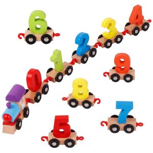 Wooden Digital Train with Numbers 0 to 9 - Building Blocks for Kids