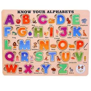 Wooden Puzzle Picture Board ABC Alphabet Vocabulary Wooden Jigsaw Puzzle