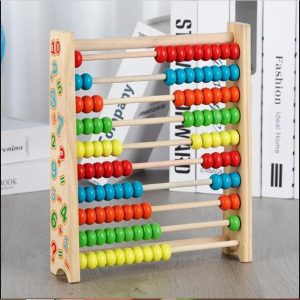 10-Row Wooden Beads Abacus Count Frame Math Educational Toy