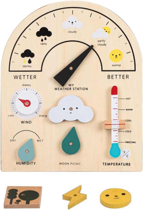 Wooden Educational Weather Station Learning Panel