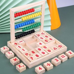 Wooden Abacus Mathematical Frame Blocks 