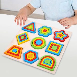 Montessori Wooden Geometry Puzzles Games
