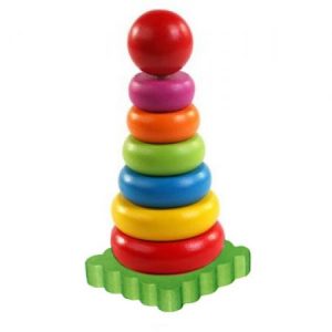 Wooden Rainbow Tower Rings