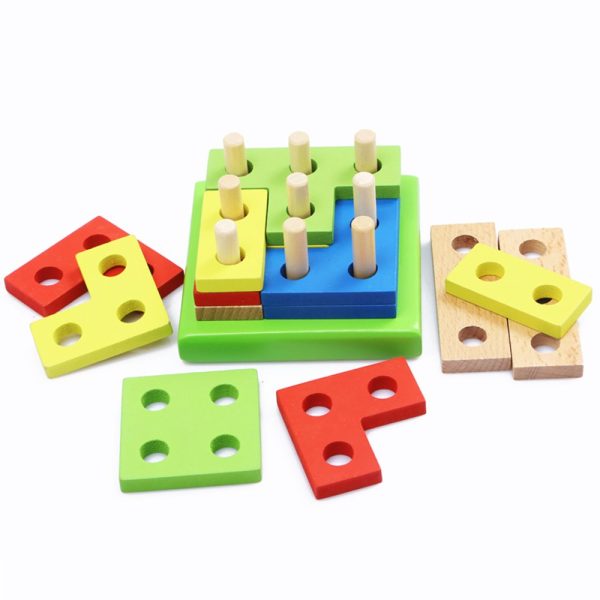 Wooden Intelligence Geometry Assembly Building Block