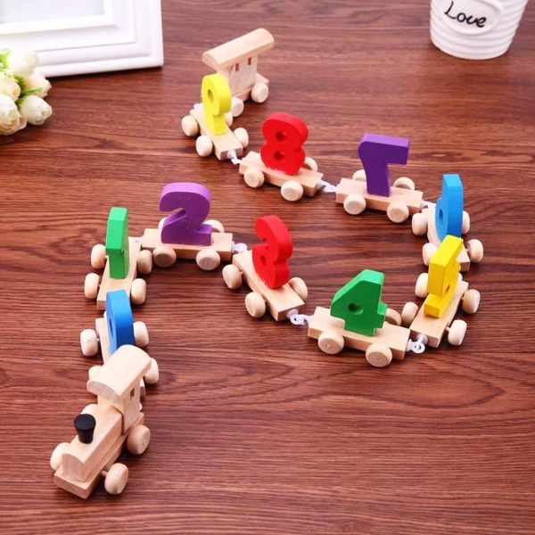 Toy Wooden 0 to 9 Train Set includes 1 Engine