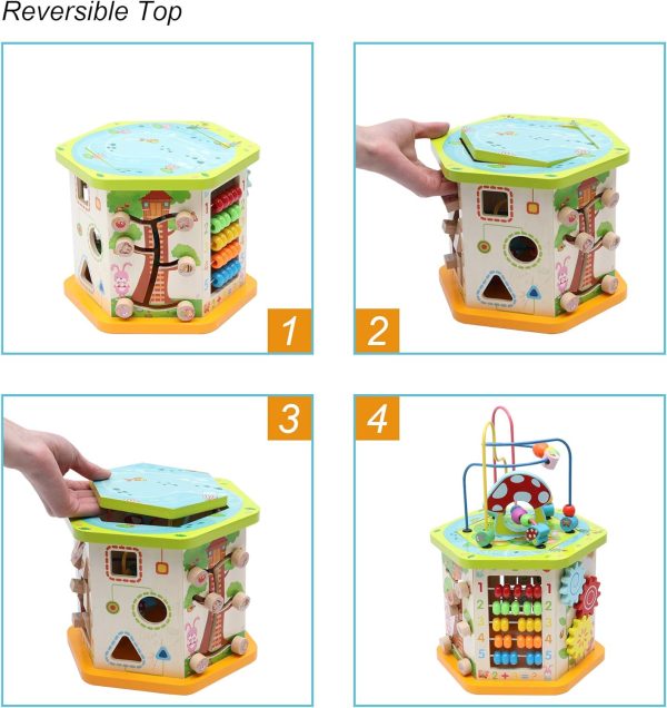 9-in-1 Wooden Play Cube Activity Center Multifunctional Bead