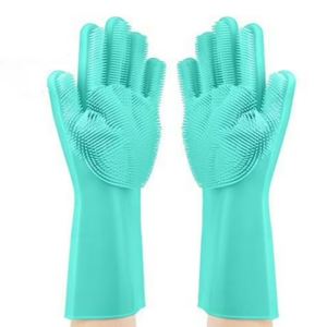 magic dish washing gloves with scrubber, silicone reusable cleaning gloves, heat proof household scrubber gloves