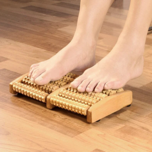 premium wooden foot massage roller – reflexology foot therapy massager for pain relief & relaxation natural acupressure wooden roller for foot and leg massage, stress buster, improves blood circulation & overall healt