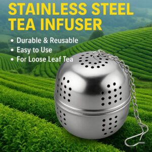 stainless steel tea ball infuser ball shape mesh filter strainer with hook loose tea leaf spiceball with rope chain home kitchen tool